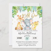 Wild One Jungle Safari Baby Dusche Einladung (Vorderseite)