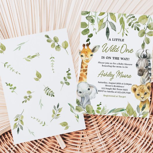 Wild One Jungle Safari Baby Dusche Einladung
