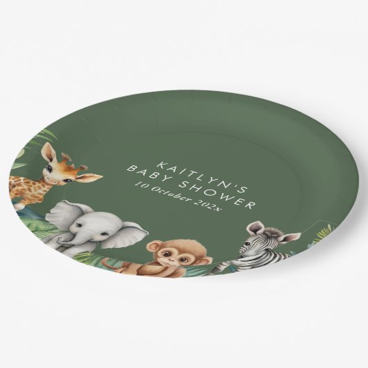 Wild One Jungle Safari Baby Dusche Pappteller (Schrägansicht)