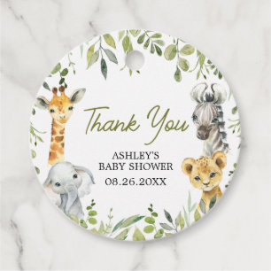 Wild One Jungle Safari Baby Dusche Runde Geschenkanhänger