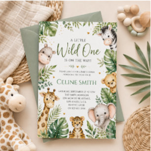 Wild One Jungle Safari Baby Shower Einladung