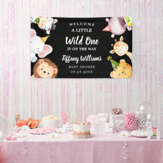 Wild One Jungle Safari Baby Shower Party Banner