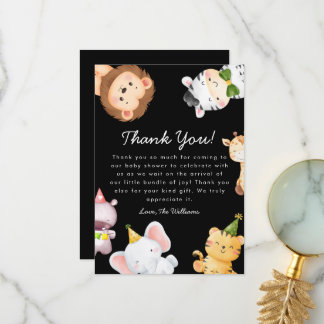 Wild One Jungle Safari Baby Shower Party Dankeskarte