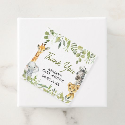 Wild One Jungle Safari Baby Shower Square Geschenkanhänger (Beispiel)