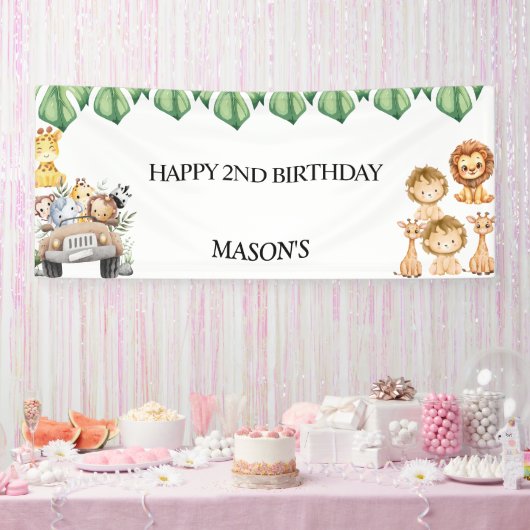 Wild One Jungle Safari Birthday for Boys Banner (Party)