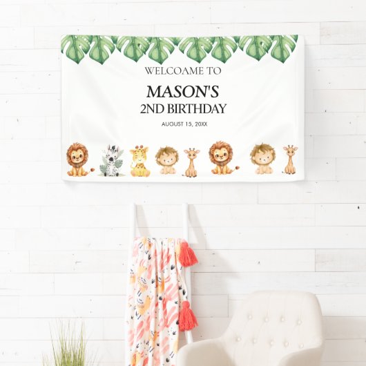 Wild One Jungle Safari Birthday for Boys Banner (Insitu)