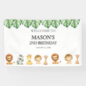 Wild One Jungle Safari Birthday for Boys Banner (Horizontal)
