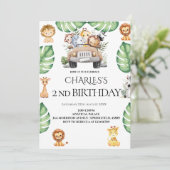Wild One Jungle Safari Birthday for Boys Einladung (Stehend Vorderseite)