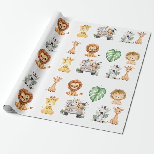 Wild One Jungle Safari Birthday for Boys Geschenkpapier (Ungerollt)