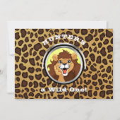 Wild One Jungle Safari Birthday Zoo Lion Leopard Einladung (Vorderseite)