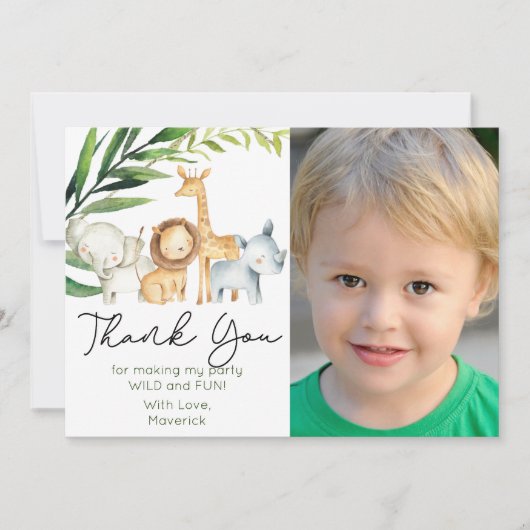 Wild One Jungle Safari Danke Karte (Vorderseite)