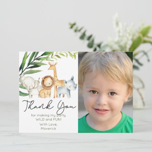 Wild One Jungle Safari Danke Karte (Stehend Vorderseite)