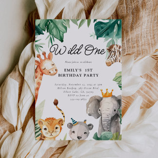 Wild One Jungle Safari Geburtstag Einladung
