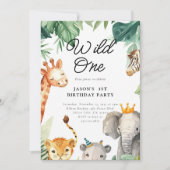 Wild One Jungle Safari Geburtstag Einladung (Vorderseite)