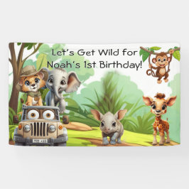 Wild One Jungle Safari Geburtstagsbanner - 1. Gebu Banner