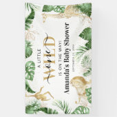Wild One Jungle Safari Grüne & Gold Baby Dusche Banner (Vertikal)