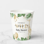 Wild One Jungle Safari Grüne & Gold Baby Dusche Pappbecher (Vorderseite)