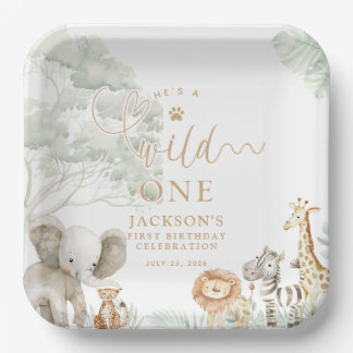 Wild One Jungle Safari Paper Plates Pappteller