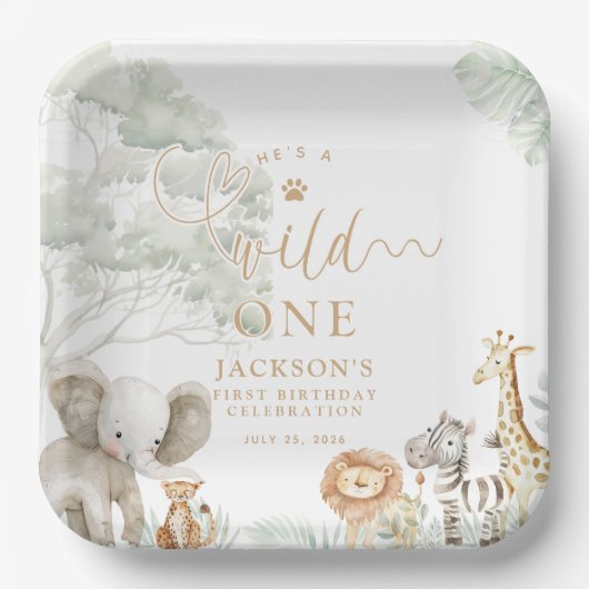 Wild One Jungle Safari-Papierteller Pappteller (Vorderseite)