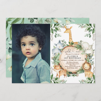 Wild One Jungle Safari Party Tiere 1. Geburtstag Einladung
