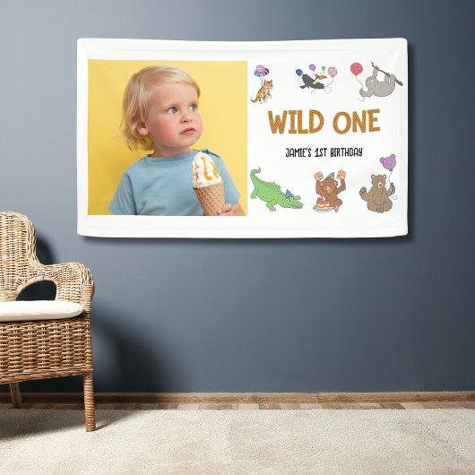 Wild One Jungle Safari Thema 1. Geburtstag Banner
