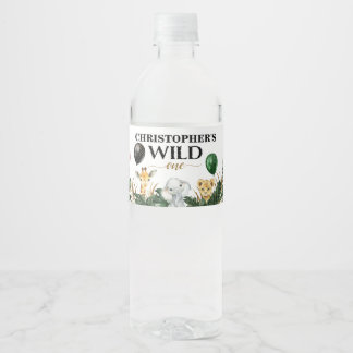 Wild One Jungle Safari Thema 1. Geburtstag Party Wasserflaschenetikett