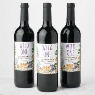 WILD ONE Jungle Safari TierBaby-Dusche  Weinetikett