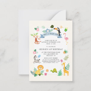 Wild One Jungle Safari Tiere 1. Geburtstag Mitteilungskarte