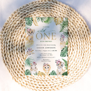 Wild One Jungle Safari Tiere Baby Shower Einladung