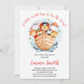 Wild-One-Jungle-Safari-Tiere schicken Kinderdusche Einladung (Vorderseite)