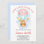 Wild-One-Jungle-Safari-Tiere schicken Kinderdusche Einladung (Vorne/Hinten)