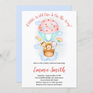 Wild-One-Jungle-Safari-Tiere schicken Kinderdusche Einladung