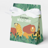 Wild One Jungle Safari Tiere Spaß am ersten Geburt Geschenkschachtel (Vorderseite)