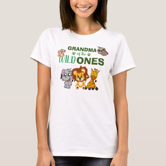 Wild One Jungle Safari Zoo Tier Twins Oma T-Shirt (Vorderseite)