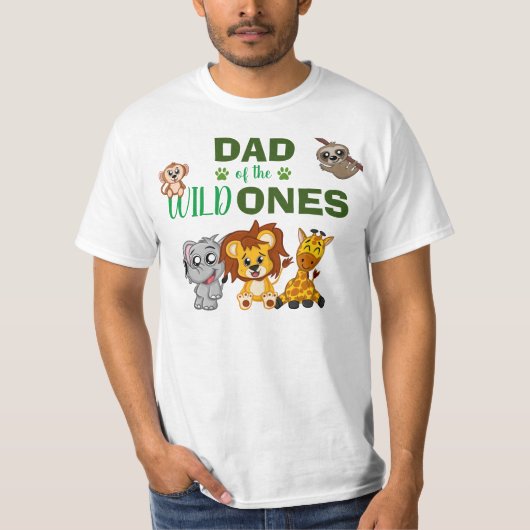Wild One Jungle Safari Zoo Vater Twins 1. Geburtst T-Shirt (Vorderseite)