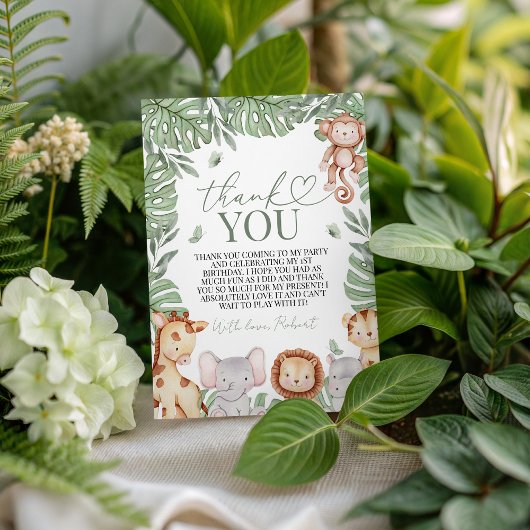 Wild One Jungle Thank You Card Einladung