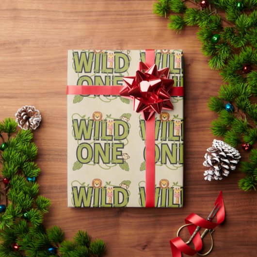 Wild One Jungle Theme Geburtstagsdesign Geschenkpapier (Feiertagsgeschenk)
