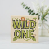 Wild One Jungle Theme Geburtstagsdesign Karte (Stehend Vorderseite)