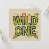 Wild One Jungle Theme Geburtstagsdesign Karte (Vorderseite/Rückseite Beispiel)