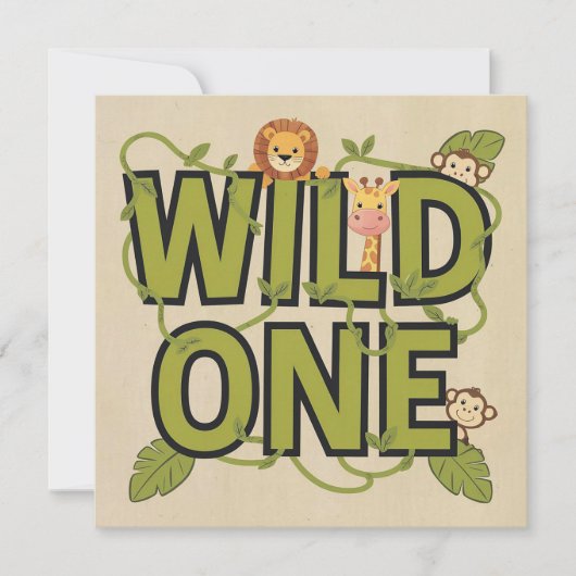 Wild One Jungle Theme Geburtstagsdesign Karte (Vorderseite)