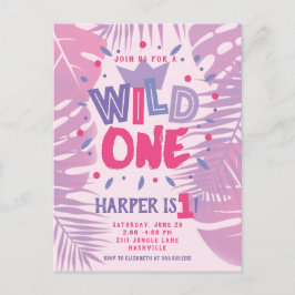 Wild One Jungle Theme Girl zum ersten Geburtstag Postkarte
