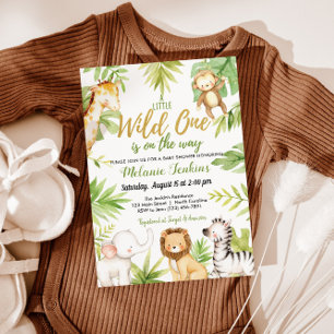 Wild-One-Jungle-Tiere Boy-Baby-Dusche Einladung