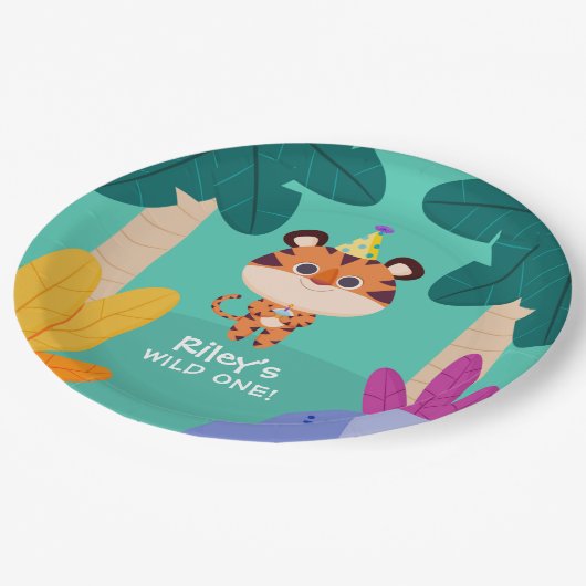 Wild One Jungle Tiger Pappteller (Schrägansicht)