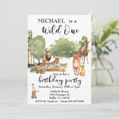 Wild One Jungle Watercolor Leopard Lion Einladung (Stehend Vorderseite)