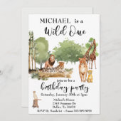 Wild One Jungle Watercolor Leopard Lion Einladung (Vorne/Hinten)