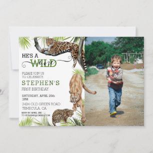 Wild One Katzen Leopard Puma Foto Geburtstag  Einladung