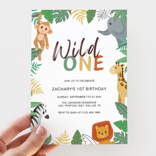 Wild One Kids Safari 1st Birthday Party Einladung