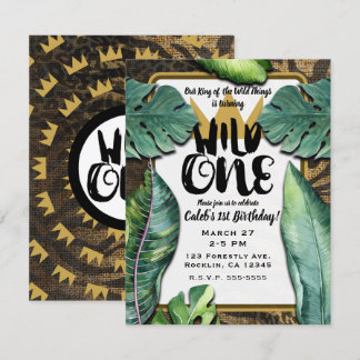 Wild One King of Things Crown 1. Geburtstag Party Einladung