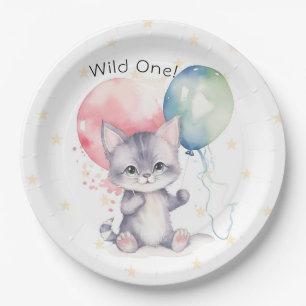 Wild One Kitten Balloons 1. Geburtstag Party Pappteller