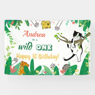 Wild One Kitty Cat Kitten Einladung zum 1. Geburts Banner